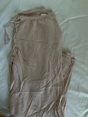 Light Mauve Drawstring Lounge linen Pants
